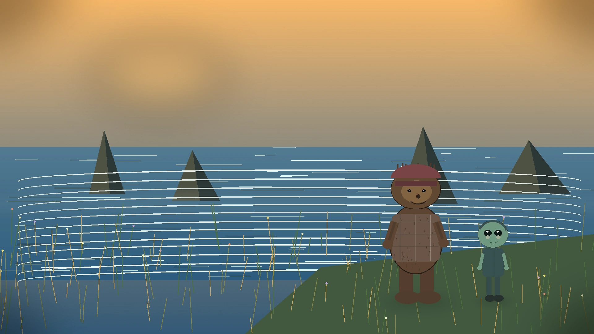 Bigfoot and alien friends watching the Humboldt County coast near Trinidad