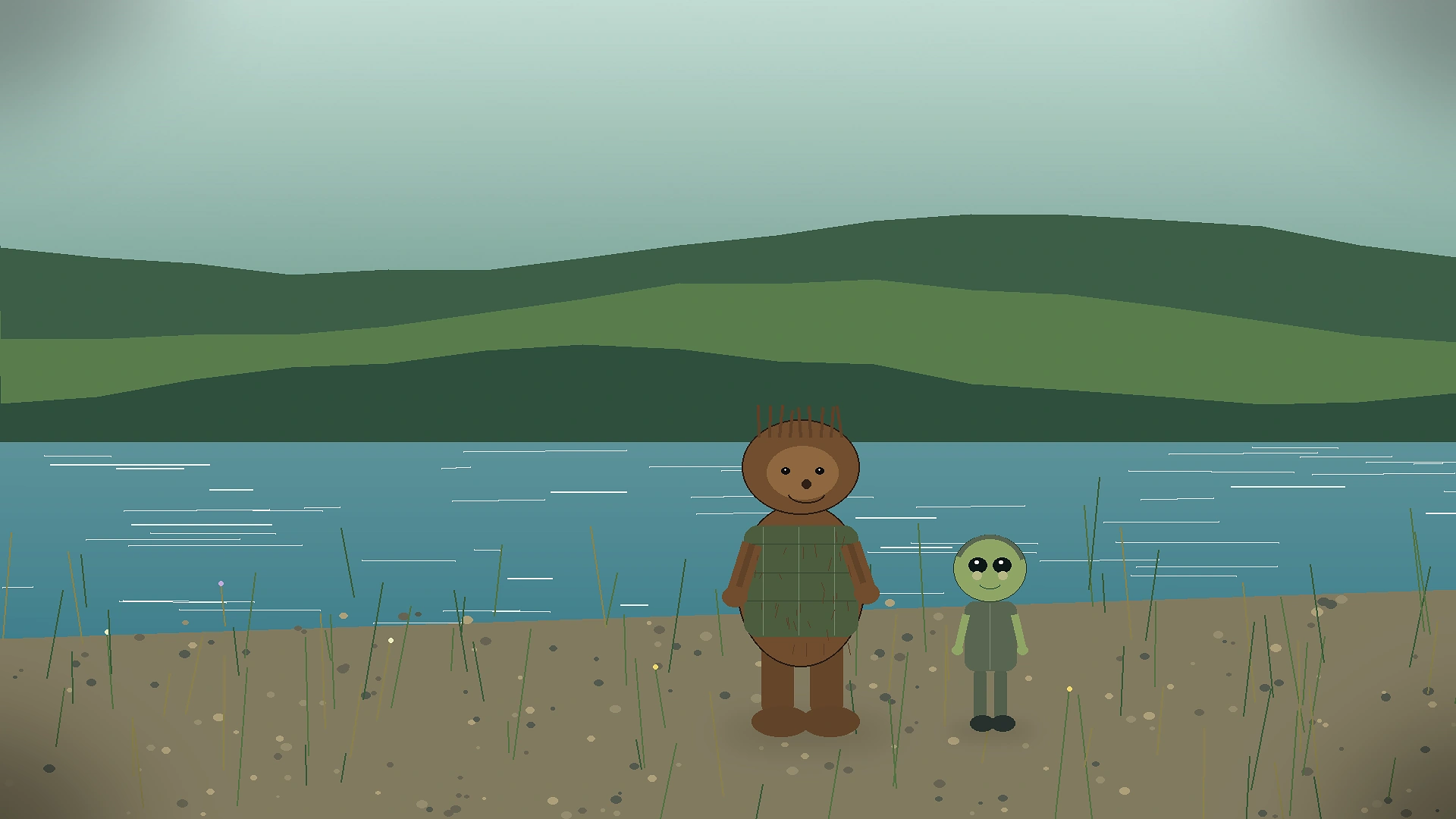 Bigfoot and alien friends spending quiet time near the Eel River in Humboldt County